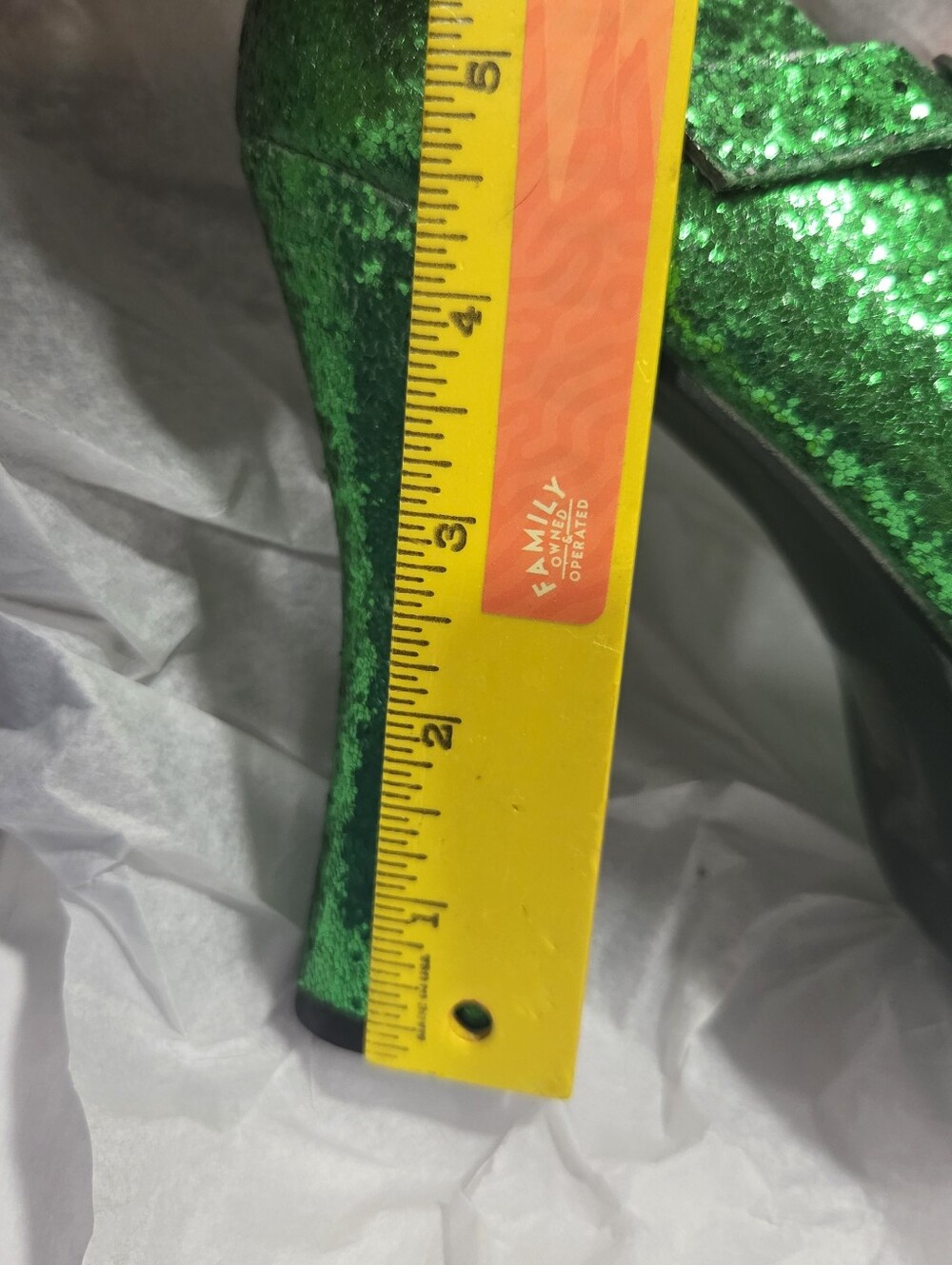 Shoes Womens Size 10 Green Glitter Platform Shamrock St Patricks Day Leprechaun - Picture 15 of 16